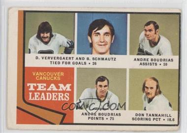 1974-75 O-Pee-Chee - [Base] #117 - Dennis Ververgaert, Bobby Schmautz, Andre Boudrias, Don Tannahill [Poor to Fair]