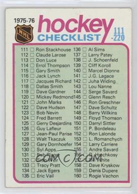 1975-76 Topps - [Base] #171 - Checklist - Cards 111-220