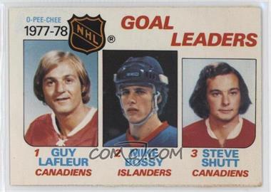 1978-79 O-Pee-Chee - [Base] #63 - Goal Leaders (Guy Lafleur, Mike Bossy, Steve Shutt)