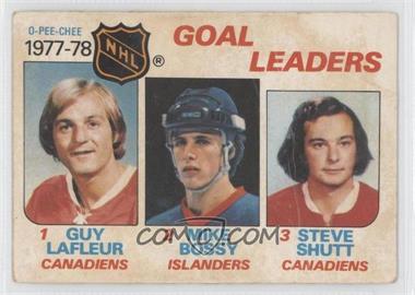 1978-79 O-Pee-Chee - [Base] #63 - Goal Leaders (Guy Lafleur, Mike Bossy, Steve Shutt) [Poor to Fair]