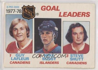1978-79 O-Pee-Chee - [Base] #63 - Goal Leaders (Guy Lafleur, Mike Bossy, Steve Shutt)