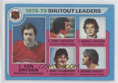1979-80 Topps - [Base] #8.2 - League Leaders - Ken Dryden, Tony Esposito, Mike Palmateer, Mario Lessard, Bernie Parent (Palmateer and Lessard Names Swapped on Front)