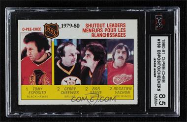 1980-81 O-Pee-Chee - [Base] #168 - League Leaders - Tony Esposito, Gerry Cheevers, Bob Sauve, Rogatien Vachon [KSA 8.5 NMM+]