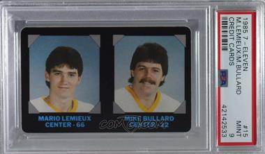 1985-86 7-Eleven NHL Collectors' Series - [Base] #15 - Mario Lemieux, Mike Bullard [PSA 9 MINT]