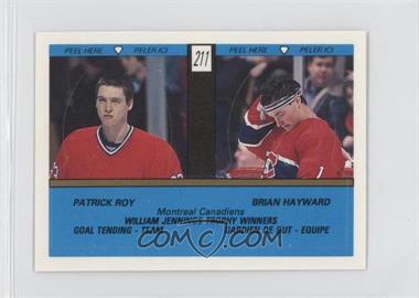 1989-90 O-Pee-Chee Album Stickers - [Base] #211 - Patrick Roy, Brian Hayward