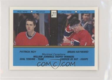 1989-90 O-Pee-Chee Album Stickers - [Base] #211 - Patrick Roy, Brian Hayward