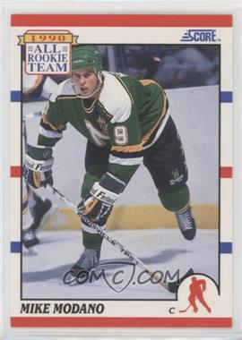 1990-91 Score - [Base] #327.1 - All Rookie Team - Mike Modano (All-Rookie Team logo/emblem covers face/head on front)