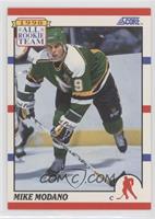All Rookie Team - Mike Modano (All-Rookie Team logo/emblem covers face/head on …