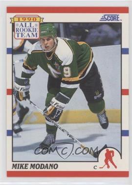 1990-91 Score - [Base] #327.1 - All Rookie Team - Mike Modano (All-Rookie Team logo/emblem covers face/head on front)