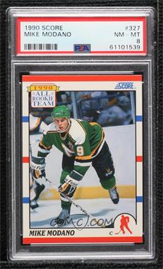 1990-91 Score - [Base] #327.2 - All Rookie Team - Mike Modano (All Rookie Team does not obscure Helmet/Face) [PSA 8 NM‑MT]