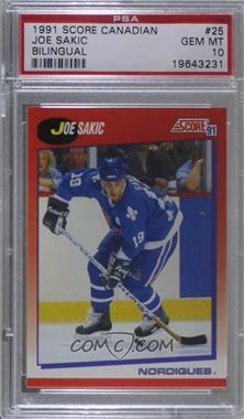 1991-92 Score Canadian - [Base] - Bilingual #25 - Joe Sakic [PSA 10 GEM MT]