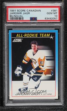 1991-92 Score Canadian - [Base] - Bilingual #381 - All-Rookie Team - Jaromir Jagr [PSA 10 GEM MT]
