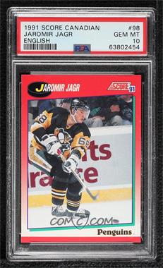 1991-92 Score Canadian - [Base] #98 - Jaromir Jagr [PSA 10 GEM MT]