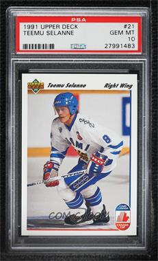 1991-92 Upper Deck - [Base] #21 - Teemu Selanne [PSA 10 GEM MT]