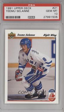 1991-92 Upper Deck - [Base] #21 - Teemu Selanne [PSA 10 GEM MT]