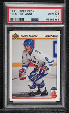 1991-92 Upper Deck - [Base] #21 - Teemu Selanne [PSA 10 GEM MT]