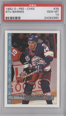 1992-93 O-Pee-Chee - [Base] #39 - Stu Barnes [PSA 10 GEM MT]