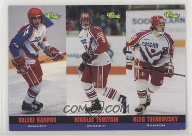 1994-95 Classic - Tri-Cards #T1-3 - Oleg Tverdovsky, Nikolai Tsulygin, Valeri Karpov [EX to NM]