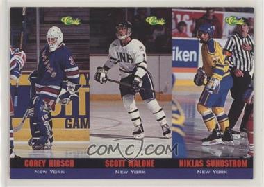 1994-95 Classic - Tri-Cards #T43-45 - Corey Hirsch, Scott Malone, Niklas Sundstrom