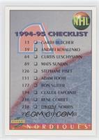 Checklist - St. Louis Blues Team, Quebec Nordiques Team