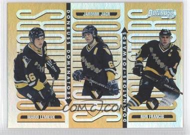 1996-97 Donruss - Dominators #4 - Ron Francis, Jaromir Jagr, Mario Lemieux /5000