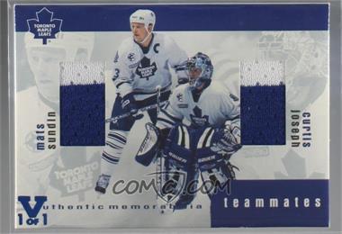 1999-00 In the Game Be A Player Memorabilia Rookie & Traded Update - Teammates Memorabilia - ITG Vault Sapphire #TM-41 - Mats Sundin, Curtis Joseph /1 [Noted]