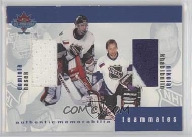 1999-00 In the Game Be A Player Memorabilia Rookie & Traded Update - Teammates Memorabilia #TM-20 - Dominik Hasek, Nikolai Khabibulin [EX to NM]