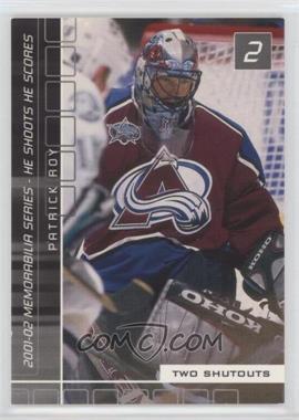 2001-02 In the Game Be A Player Memorabilia - He Shoots - He Scores Redemption #_PARO - Patrick Roy