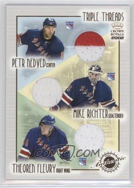 2001-02 Pacific Crown Royale - Triple Threads #15 - Petr Nedved, Mike Richter, Theoren Fleury