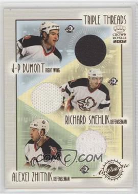 2001-02 Pacific Crown Royale - Triple Threads #5 - J.P. Dumont, Richard Smehlik, Alexei Zhitnik