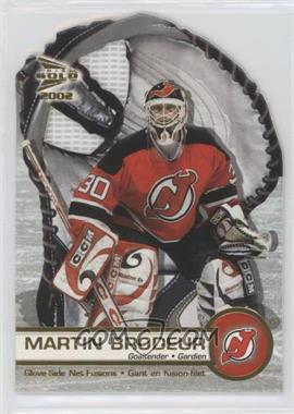 2001-02 Pacific Prism Gold McDonald's - Glove Side Net-Fusions #4 - Martin Brodeur