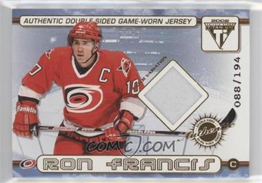 2001-02 Pacific Private Stock Titanium - Authentic Double-Sided Game-Worn Jersey - Patch Variation #45 - Ron Francis, Jeff O'Neill /194