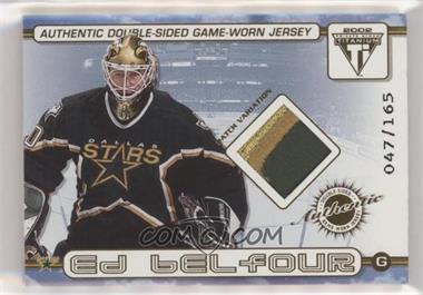 2001-02 Pacific Private Stock Titanium - Authentic Double-Sided Game-Worn Jersey - Patch Variation #65 - Ed Belfour, Pierre Turgeon /165