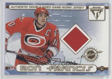 2001-02 Pacific Private Stock Titanium - Authentic Double-Sided Game-Worn Jersey #61 - Ron Francis, Arturs Irbe