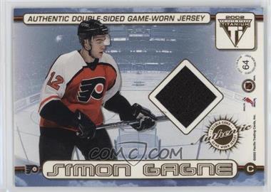 2001-02 Pacific Private Stock Titanium - Authentic Double-Sided Game-Worn Jersey #64 - Patrick Lalime, Simon Gagne