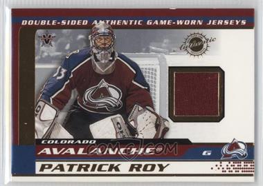 2001-02 Pacific Vanguard - Double-Sided Authentic Game-Used Memorabilia #43 - Patrick Roy, Jose Theodore