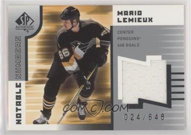 2001-02 SP Authentic - Notable Numbers #NN-ML - Mario Lemieux /648