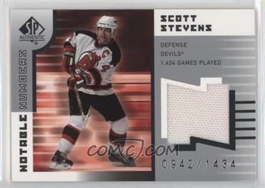 2001-02 SP Authentic - Notable Numbers #NN-SS - Scott Stevens /1434