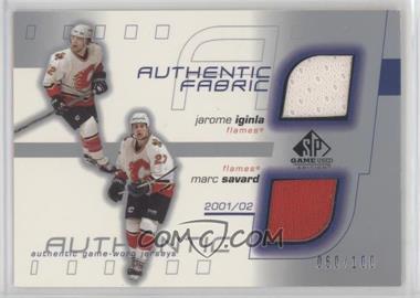 2001-02 SP Game Used Edition - Authentic Dual Fabric #DF-IS - Jarome Iginla, Marc Savard /100