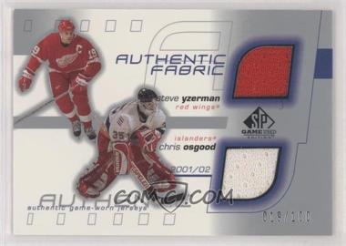 2001-02 SP Game Used Edition - Authentic Dual Fabric #DF-YO - Steve Yzerman, Chris Osgood /100