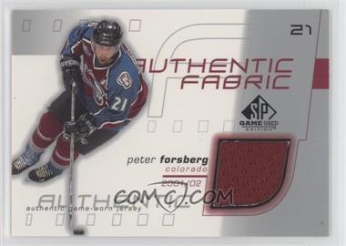 2001-02 SP Game Used Edition - Authentic Fabric #AF-PF - Peter Forsberg