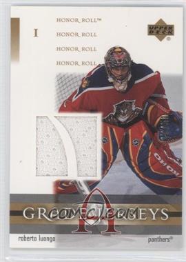 2001-02 Upper Deck Honor Roll - Grade A Jerseys - Gold #J-RL - Roberto Luongo /50