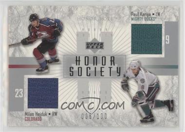 2001-02 Upper Deck Honor Roll - Honor Society #HS-HK - Paul Kariya, Milan Hejduk /100