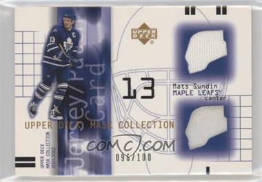 2001-02 Upper Deck Mask Collection - Jersey and Patch #JP-MS.2 - Mats Sundin /100