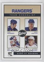 Team Checklist - Mark Messier, Brian Leetch, Mike Richter, Theoren Fleury