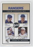 Team Checklist - Mark Messier, Brian Leetch, Mike Richter, Theoren Fleury