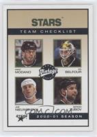 Team Checklist - Mike Modano, Ed Belfour, Joe Nieuwendyk, Sergei Zubov