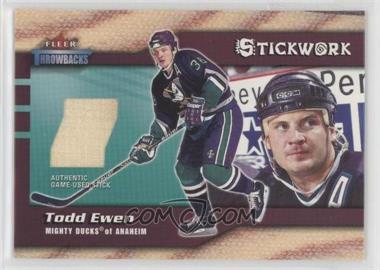 2002-03 Fleer Throwbacks - Stickwork #_TOEW - Todd Ewen