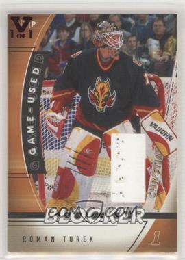 2002-03 In the Game Be A Player Between the Pipes - Game-Used Blocker - ITG Vault Ruby #GB-14 - Roman Turek /1 [Noted]