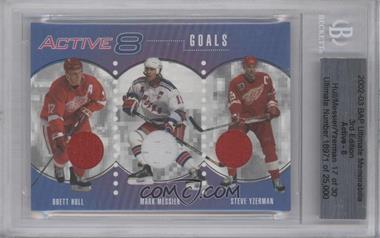 2002-03 In the Game Be A Player Ultimate Memorabilia 3rd Edition - Active Eight #_HMY - Brett Hull, Mark Messier, Steve Yzerman /30 [BGS Authentic]